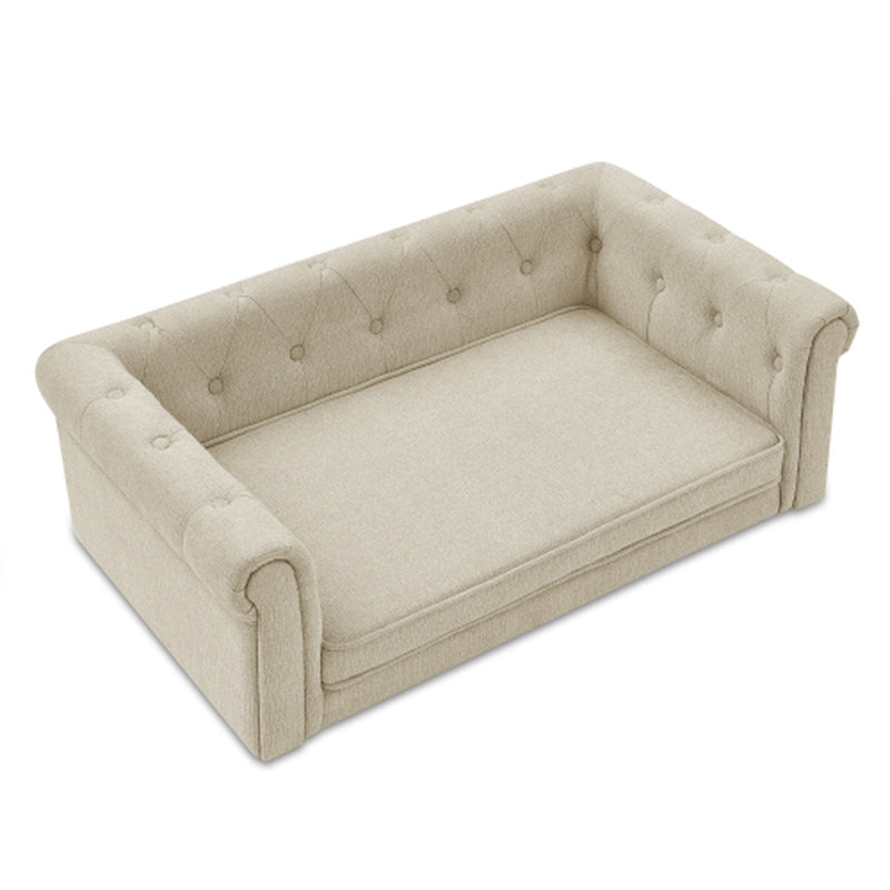 Luxurious Beige Rectangular Pet Sofa for Medium to Large Dogs - Stylish Comfort for Your Furry Friend