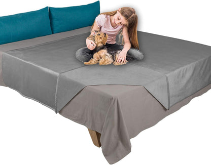 Luxurious Reversible Waterproof Velvet Pet Bed Blanket - Super Soft Comfort for Dogs & Cats (40x60 Inches, Light Grey+Grey)
