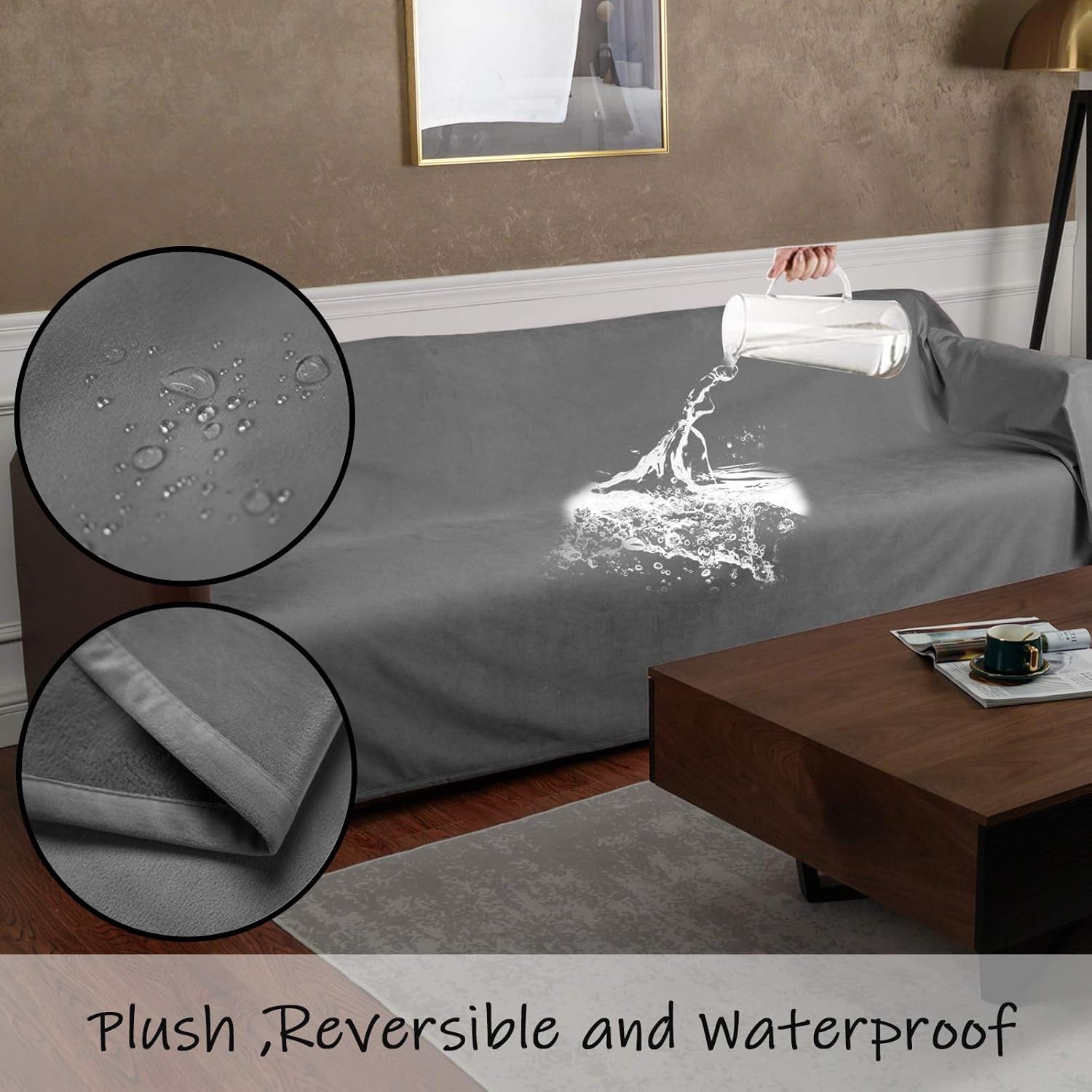 Luxurious Reversible Waterproof Velvet Pet Bed Blanket - Super Soft Comfort for Dogs & Cats (40x60 Inches, Light Grey+Grey)