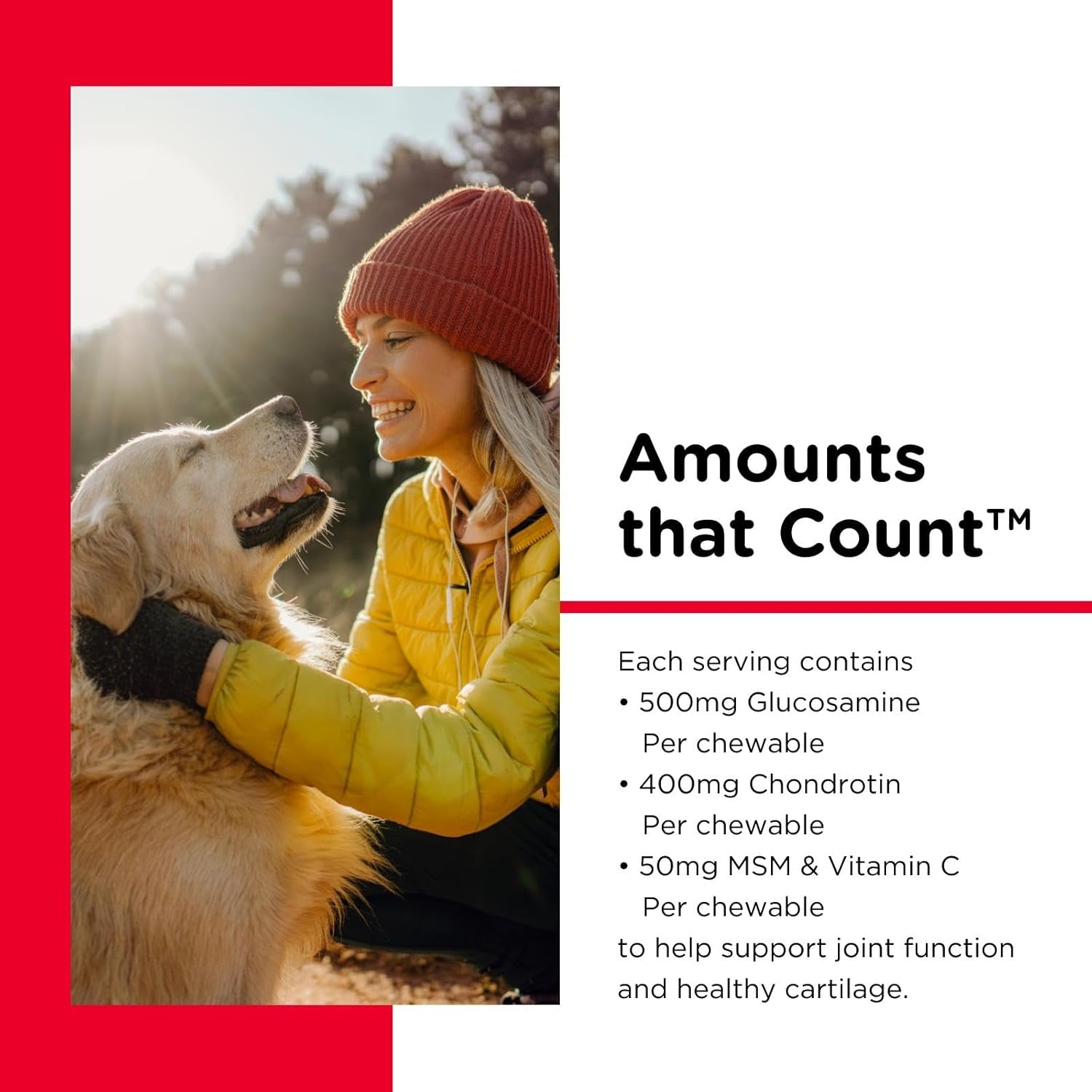 Advanced Strength Hip & Joint Supplement for Dogs, Puppy Supplements, Dog Joint Supplement, Contains 500Mg of Glucosamine, 400Mg of Chondroitin, 50Mg of MSM, Puppy Essentials, 300 Tablets