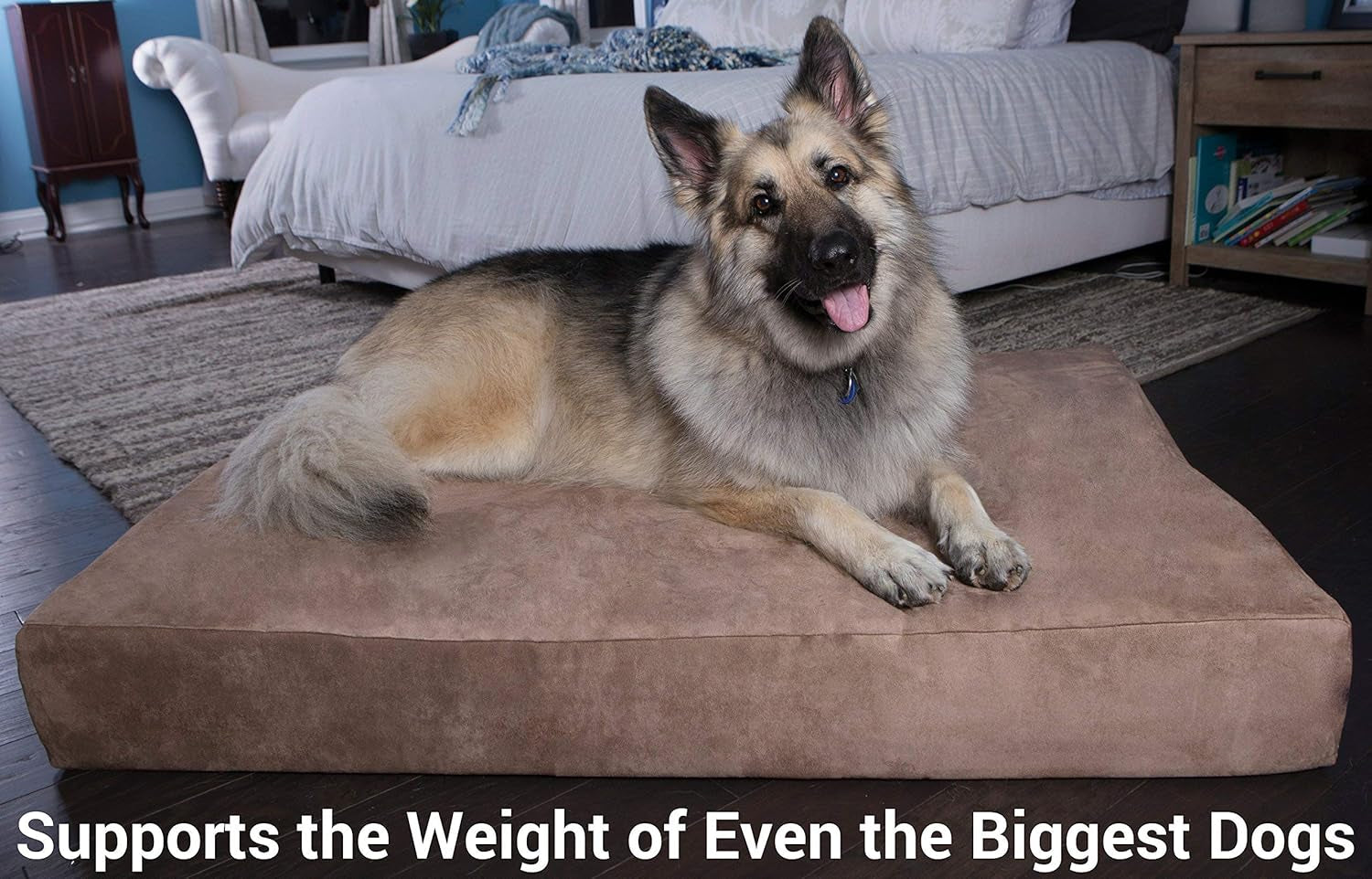 Barker Beds Giant Orthopedic Dog Bed - 7" Memory Foam Mattress - 100-300 Lbs - Joint Pain & Arthritis Support - Vet Recommended, Washable Cover - Made in USA - 60"X48"X7" - Chocolate