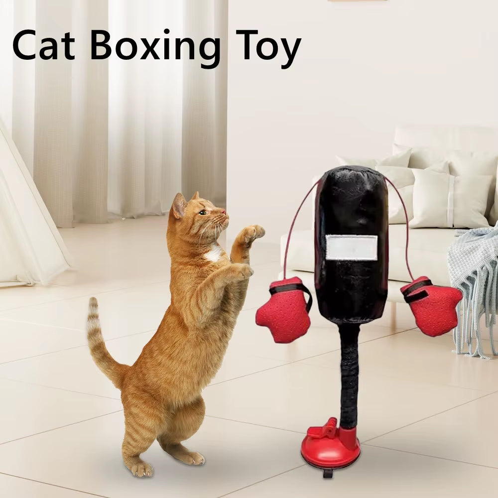 Cat Boxing Toy Interactive Game Punching Bag with Gloves Creativity Mini Gym Stress Relief Home Portable Pet Dog Training Tools