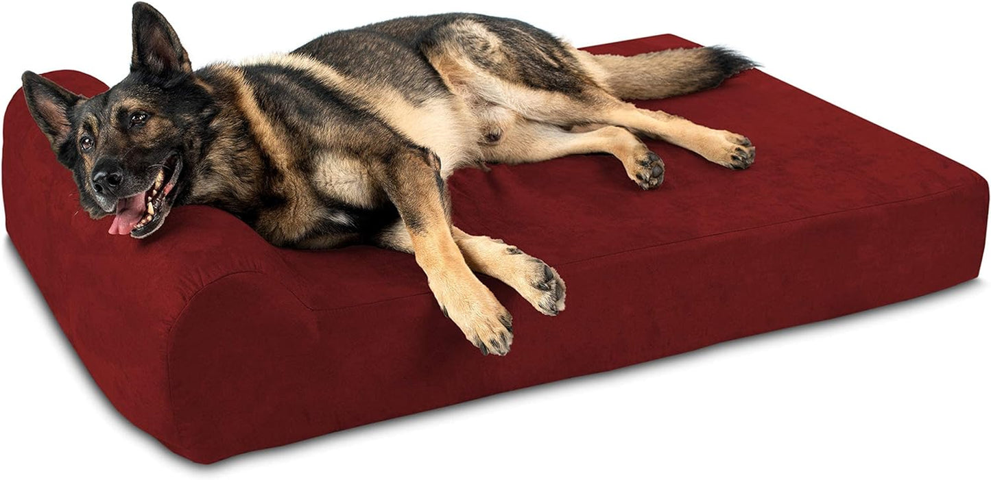 Luxurious 7" Pillow Top Orthopedic Dog Bed for Large Breeds - Extra Large 52" x 36" in Elegant Burgundy - Ultimate Comfort for Your Furry Friend