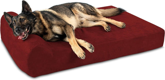 Luxurious 7" Pillow Top Orthopedic Dog Bed for Large Breeds - Extra Large 52" x 36" in Elegant Burgundy - Ultimate Comfort for Your Furry Friend