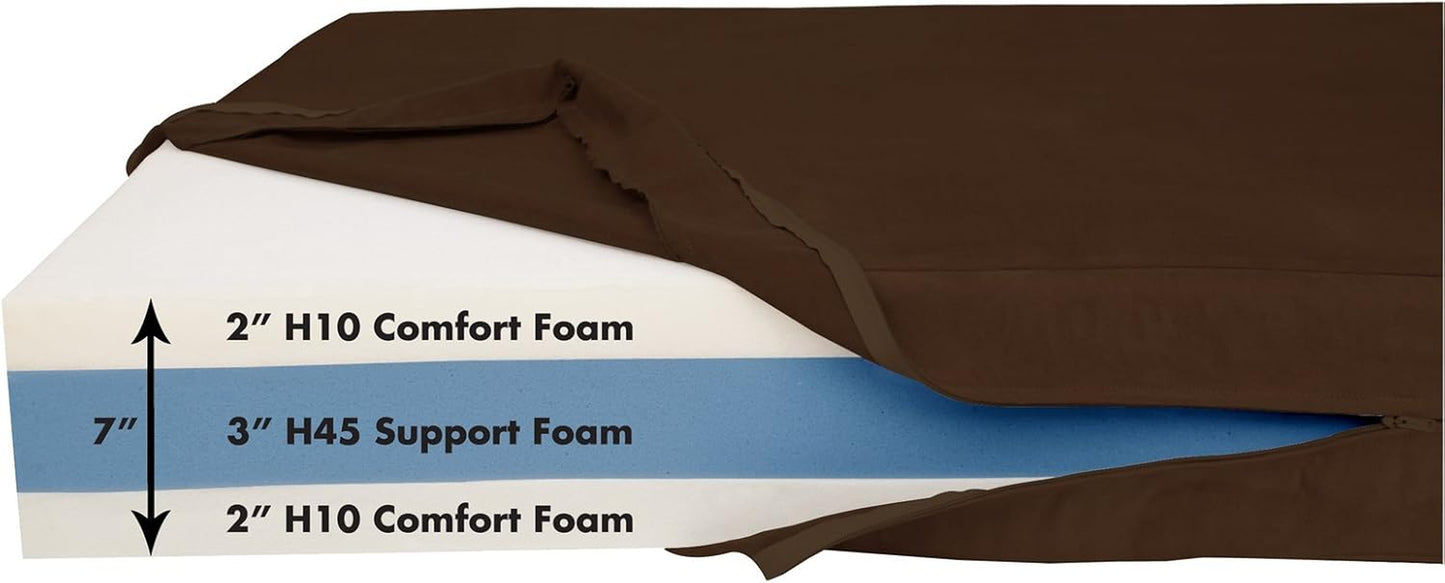 Barker Beds Giant Orthopedic Dog Bed - 7" Memory Foam Mattress - 100-300 Lbs - Joint Pain & Arthritis Support - Vet Recommended, Washable Cover - Made in USA - 60"X48"X7" - Chocolate