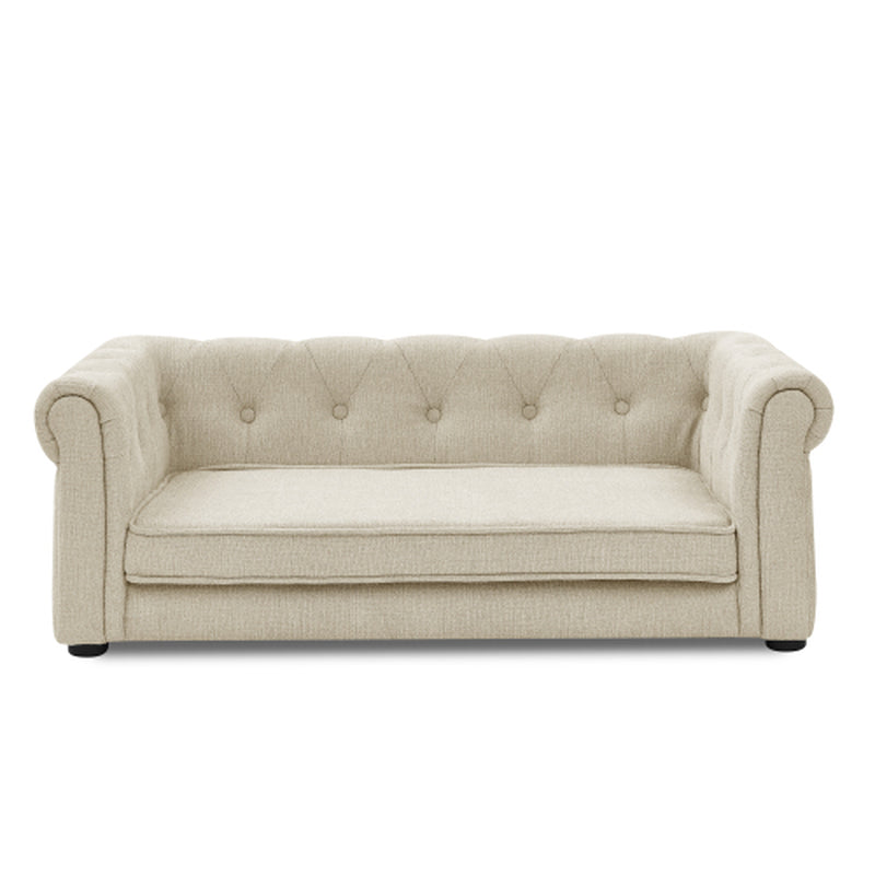 Luxurious Beige Rectangular Pet Sofa for Medium to Large Dogs - Stylish Comfort for Your Furry Friend