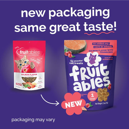 Cat Crunchy Treats for Cats – Healthy Low Calorie Packed with Protein – No Wheat, Corn or Soy – Made with Real Salmon with Cranberry – 2.5 Ounces