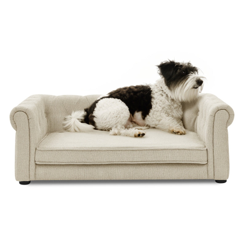 Luxurious Beige Rectangular Pet Sofa for Medium to Large Dogs - Stylish Comfort for Your Furry Friend