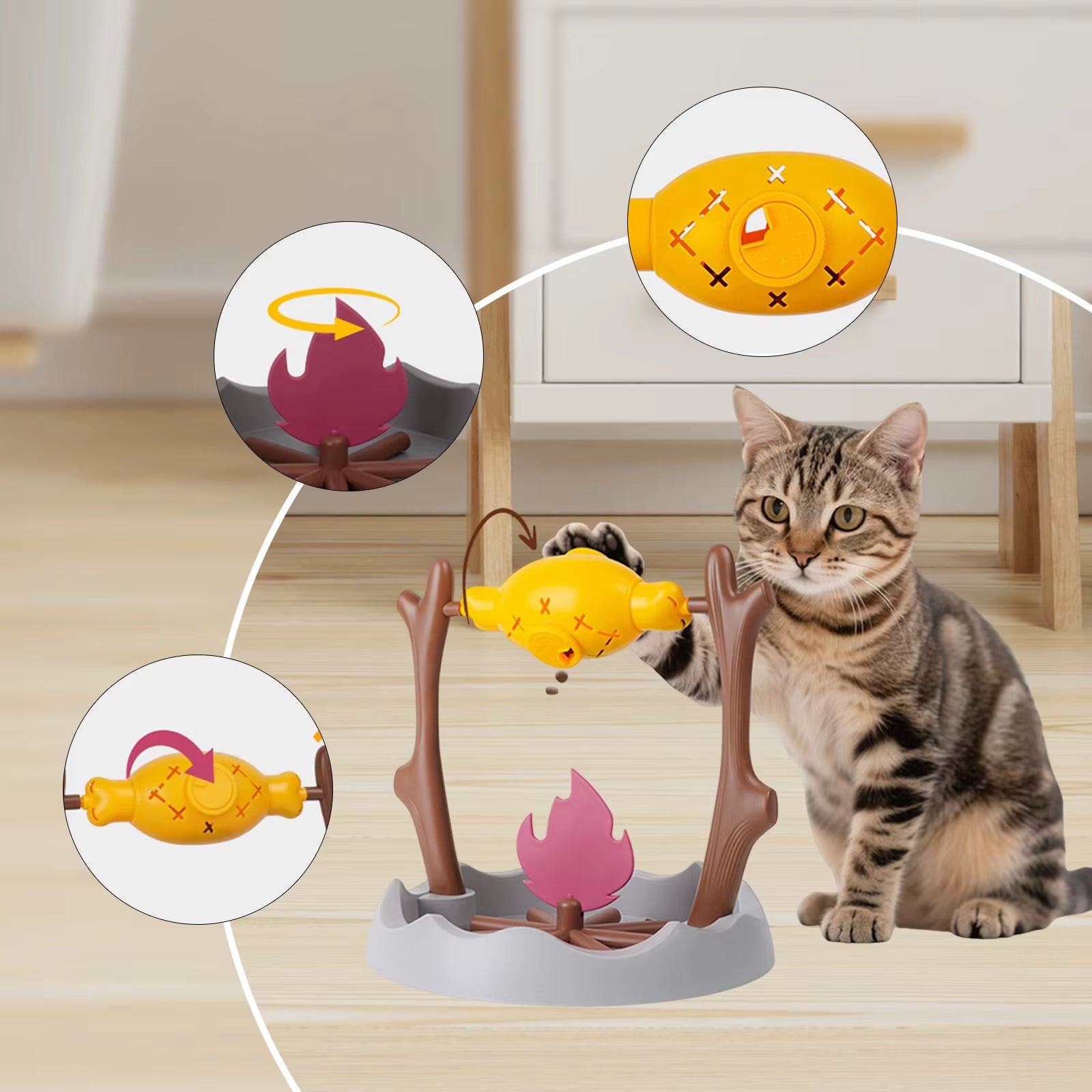 Cats and Dogs Slow Feeding Snack Toy Pet Interactive Food Feeding Device Fun Roast Chicken Leg 360° Rotating Feeder Educate Toys