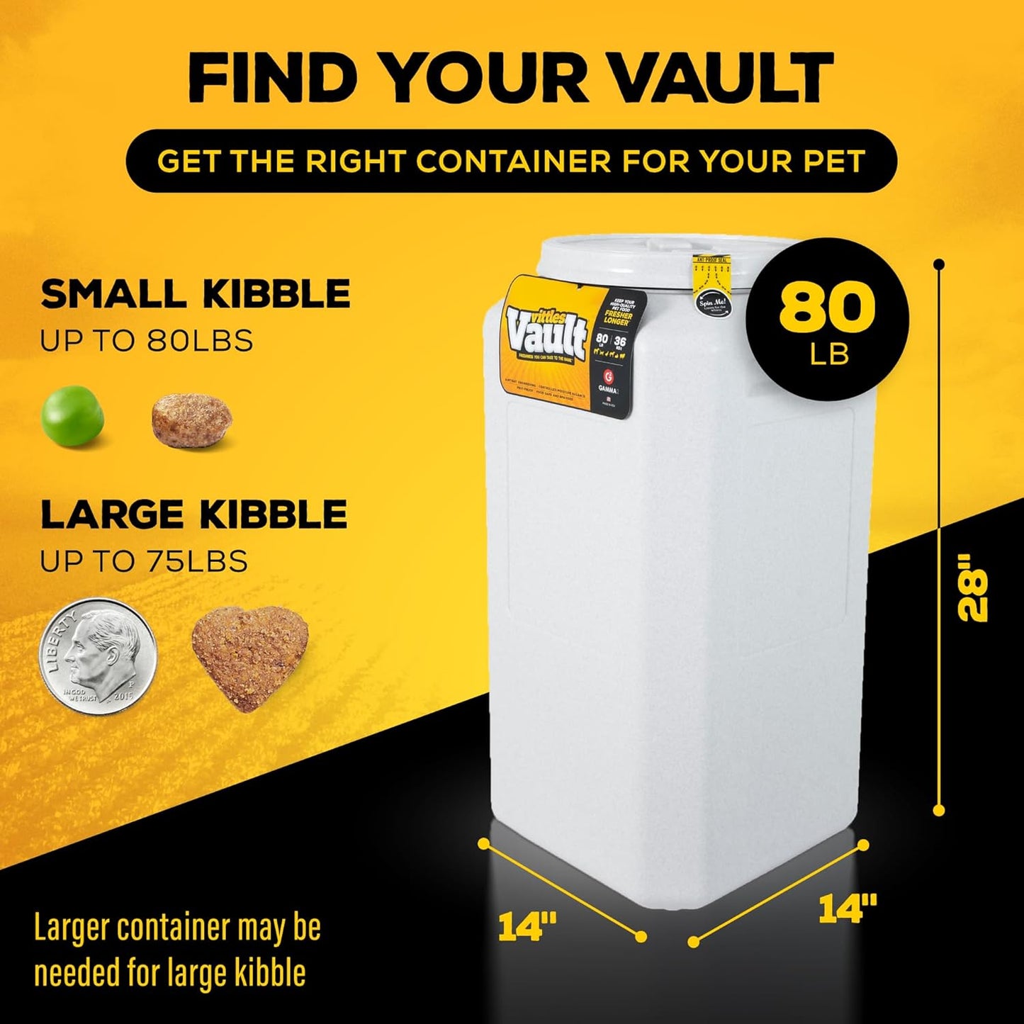 Vittles Vault 80Lbs Pet Food Storage Container - Airtight, Durable, and Pest-Resistant Solution for Dogs and Cats - Made in the USA