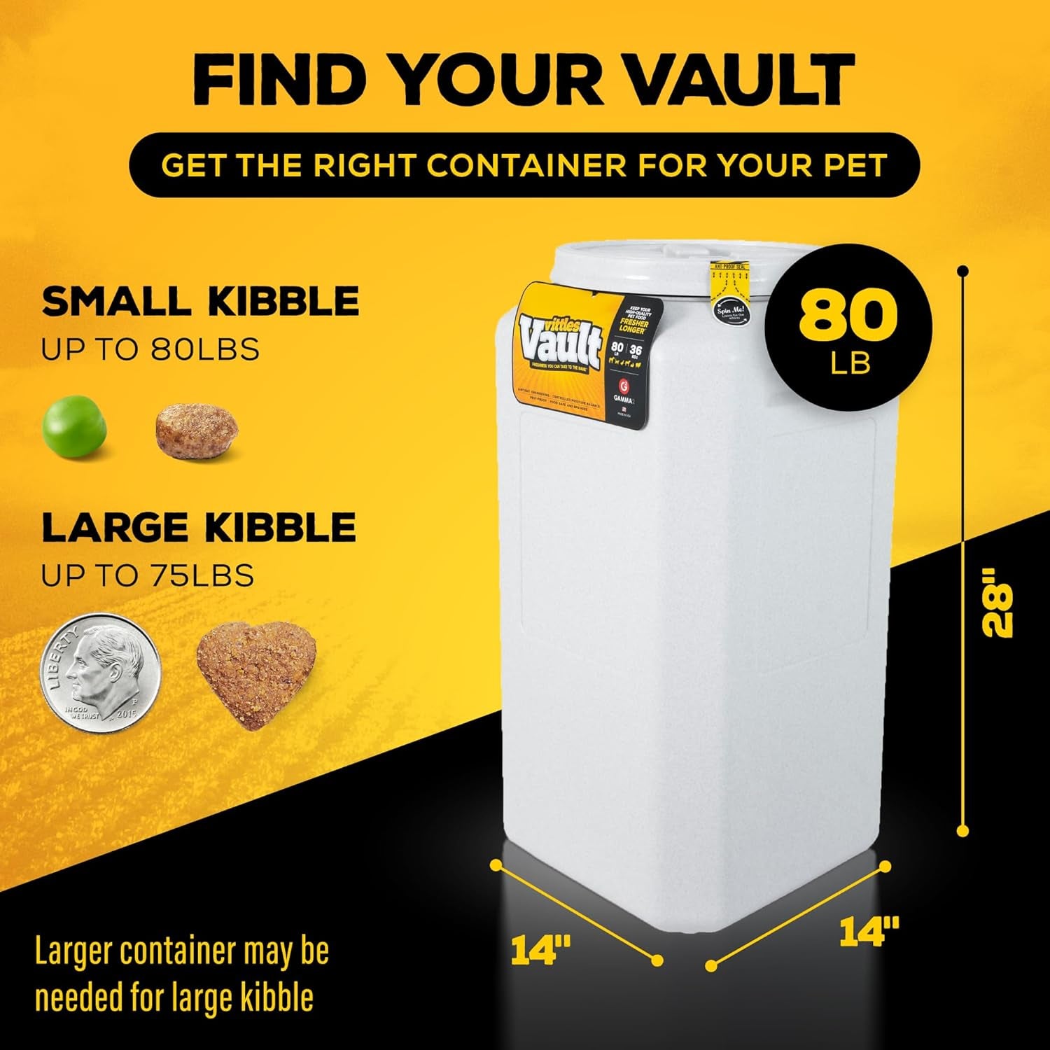 Vittles Vault 80Lbs Pet Food Storage Container - Airtight, Durable, and Pest-Resistant Solution for Dogs and Cats - Made in the USA