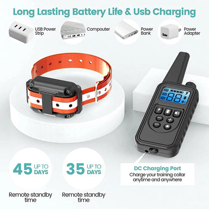 Revolutionary Electric Dog Training Collar - Rechargeable, Waterproof Anti-Bark Device with Remote Control for All Breeds