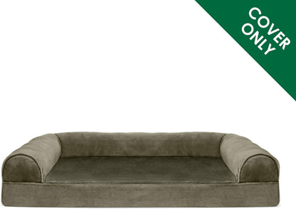 Replacement Dog Bed Cover Faux Fur & Velvet Sofa-Style, Machine Washable - Dark Sage, Jumbo (X-Large)