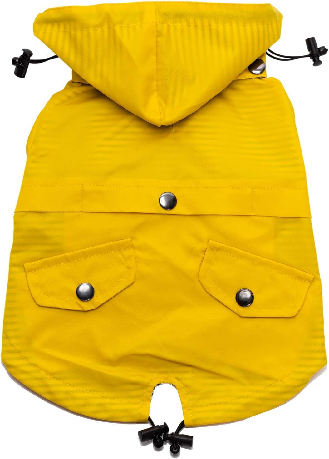 Stylish Yellow Dog Raincoat with Reflective Buttons, Adjustable Drawstring, and Removable Hood - Weather Resistant & Functional for All Breeds (Medium)