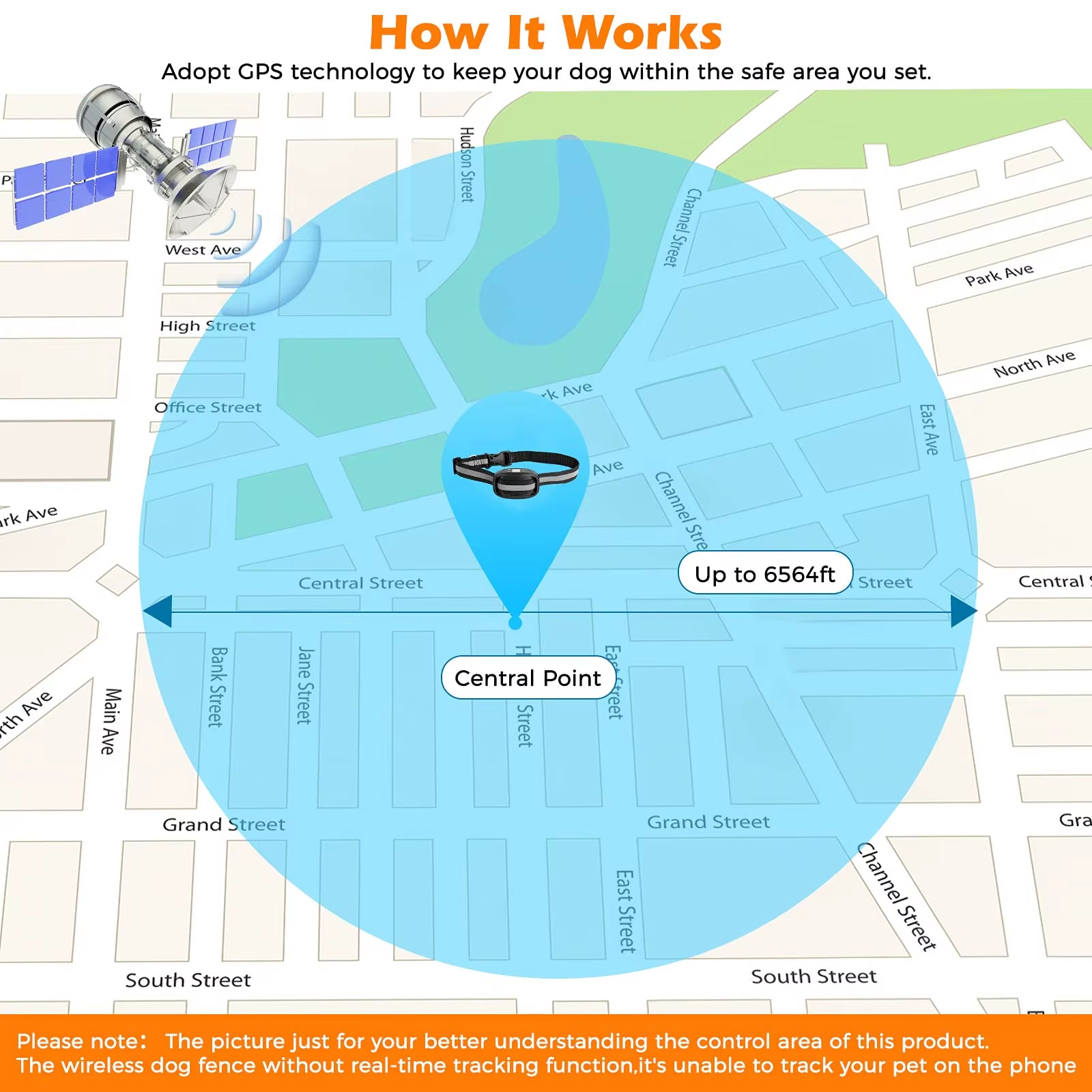 GPS Wireless Dog Fence, Electric Dog Fence Pet Containment System, Large Signal Range up to 6560Ft,
