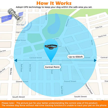 GPS Wireless Dog Fence, Electric Dog Fence Pet Containment System, Large Signal Range up to 6560Ft,